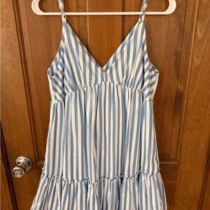 Mustard Seed Sky Blue and White Striped dress